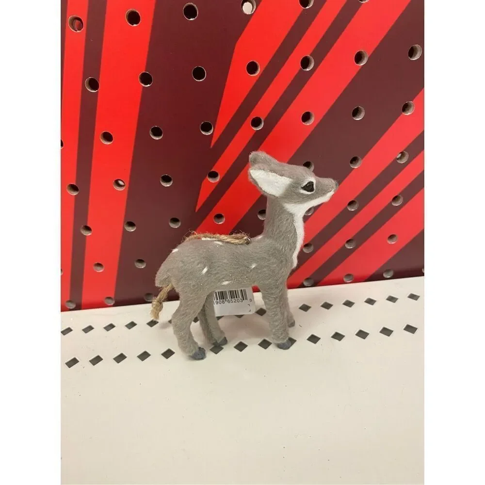 Target Faux Fur Deer Christmas Tree Ornament Gray with Spots Wondershop